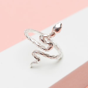 filigree open snake ring "Linea" made of 925 sterling silver with 14K real gold alloy, real silver jewelry, boho, vintage, gold