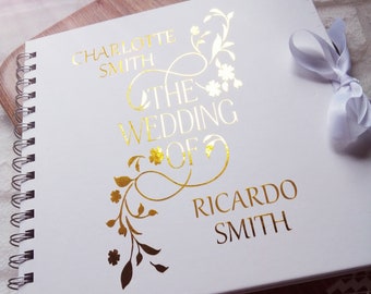Personalised Wedding Guest Book, Modern Wedding Book Gift, Hardcover Guest Book Album