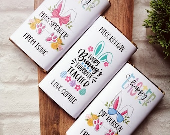 Personalised Happy Easter Teacher Chocolate Bar Wrapper Gift