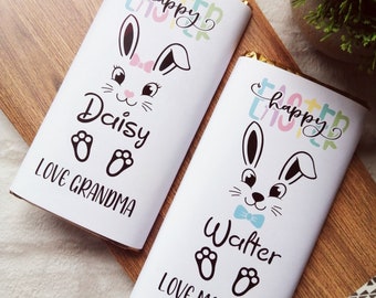 Personalised Easter Bunny Chocolate Bar Wrapper Gift For Kids Egg Hunt