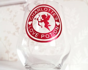Personalised Valentines Day Wine Glasses, Romantic Gift For Her, Anniversary Gift For Wife, Girlfriend.