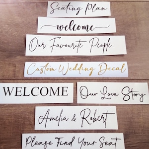 Custom Wedding Vinyl Decal Sticker, Personalised DIY Wedding Welcome Sign For Reception, Mirror, Bridal Shower, Wedding Signage image 3