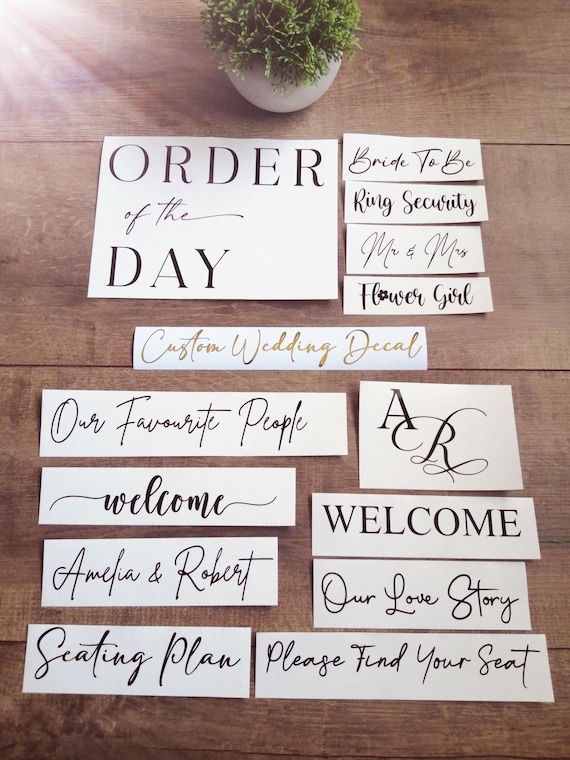 Custom Wedding Vinyl Decal Sticker, Personalised DIY Wedding Welcome Sign For Reception, Mirror, Bridal Shower, Wedding Signage