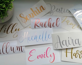 Personalised Name Vinyl Decal Custom Sticker Name Sticker Glass Decal Vinyl Lettering Calligraphy Decal Gift Box Sticker Labels