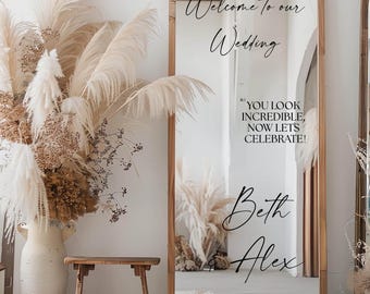 Welcome Wedding Sign Decal For Selfie Mirror, Personalised DIY Vinyl Sticker For Reception Sign, Wedding Signage,