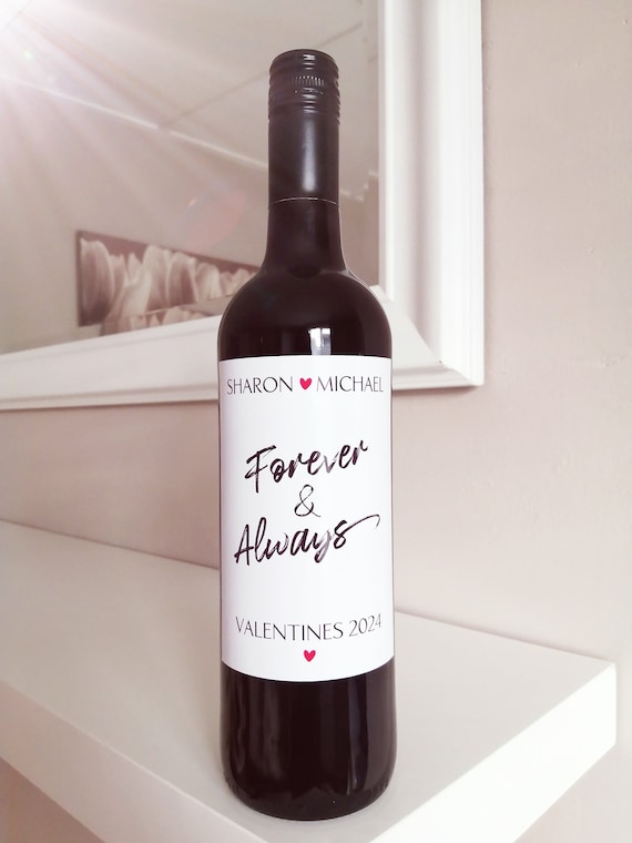 Personalised Valentines Day Wine Lover Gift For Her, Custom Bottle Label, Romantic Wine Label Anniversary Gift For Wife, Girlfriend.