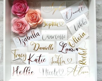Personalised Name Vinyl Decal Custom Name Stickers Wine Glass Decal Bridal Party Decal Vinyl Lettering Calligraphy Decal Gift Box Sticker