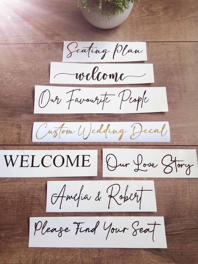 Custom Wedding Vinyl Decal Sticker, Personalised DIY Wedding Welcome Sign For Reception, Mirror, Bridal Shower, Wedding Signage image 3