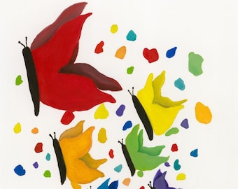 Butterfly Abstract Canvas Art: Vibrant Whimsical Wall Decor