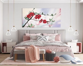 Cherry Blossom Canvas Print: Japanese Floral Wall Art Japandi Wall Art, Cherry Blossom Print, Pink Wall Art