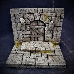 Mini Diorama – Grande Porte 28mm – Entrée donjon peinte main pour JdR et wargames