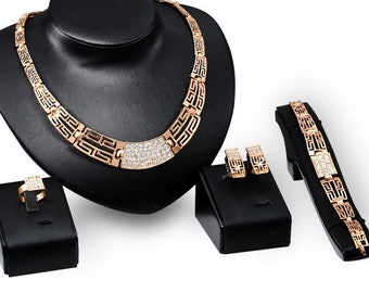 Gold Jewelry Set | Bridal Jewelry set | Gold Necklace Set | Statement Jewelry | Bridesmaid Jewelry | Bold Jewelry set | Wedding Jewelry