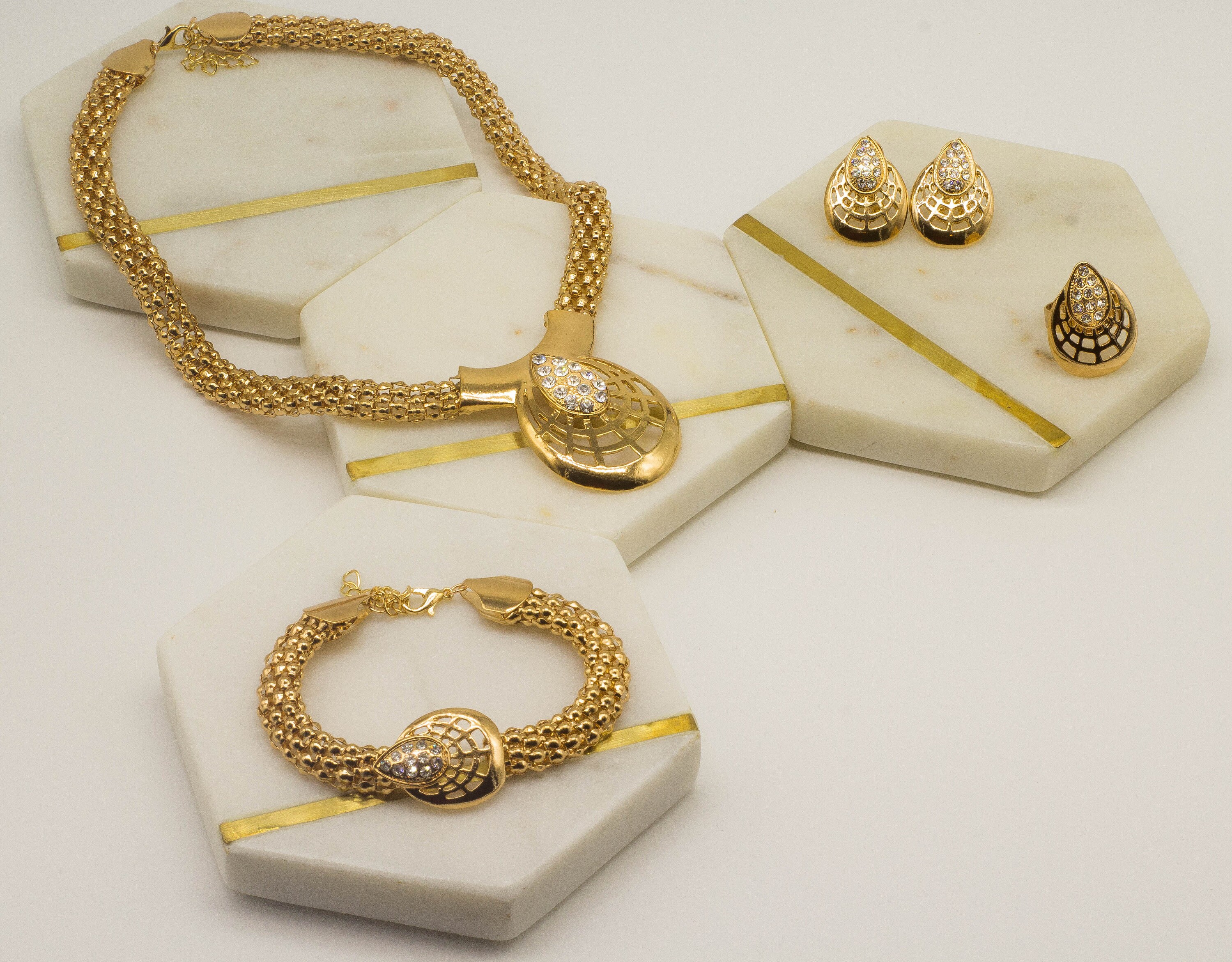 Gold Filled Statement Jewelry Set Bridalwedding Jewelry Set Vintage