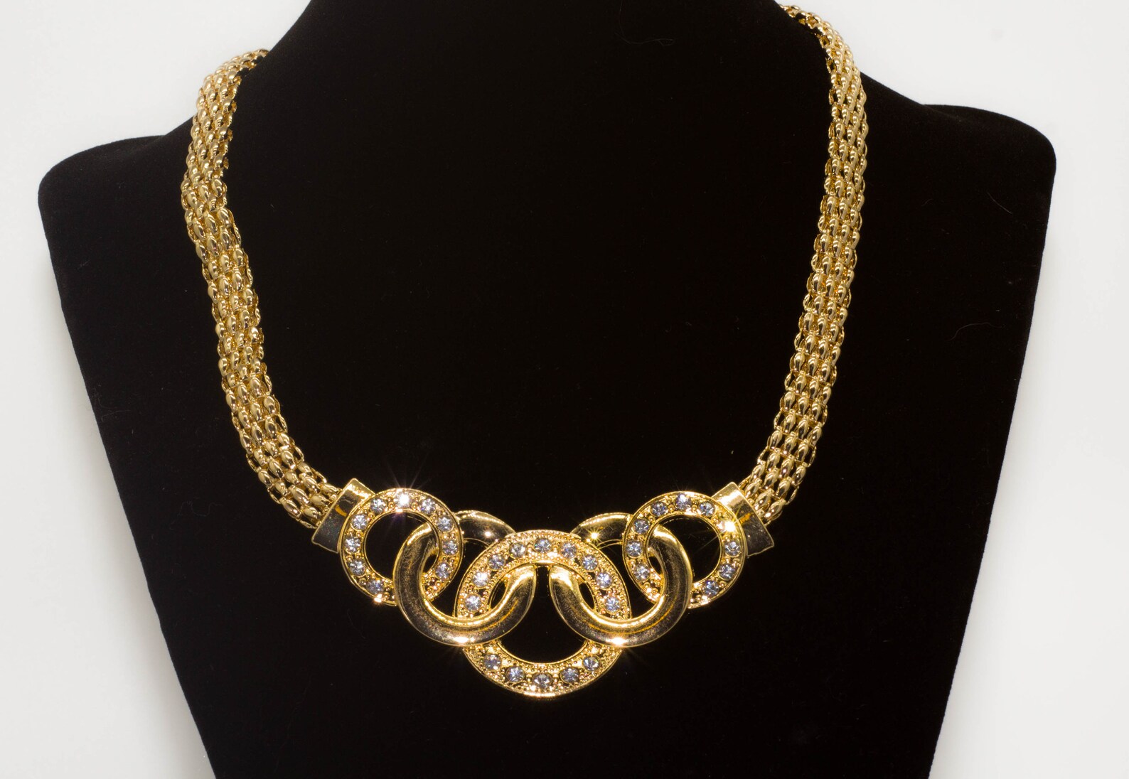 Gold Luxury Rhinestone Jewelry Set Circular/round Pendant Rope/scale