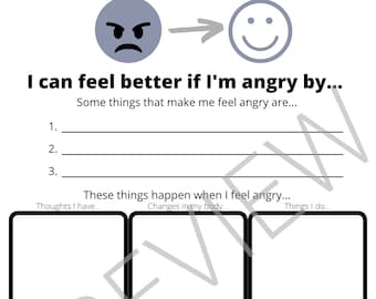 Anger Worksheet play therapy kids counseling worksheets