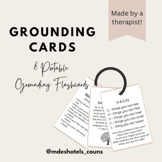 Grounding Flashcards, printable flashcards, grounding techniques, teen therapy resources, mindfulness