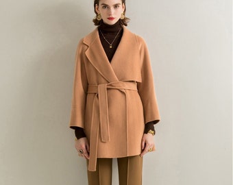 Wool Coat Wool Short Coat Camel 