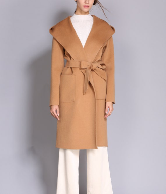 Winter Slim Fashion Temperament Midi-length Coat Slim Waist Woolen Coat  Women's Plus Size Coat