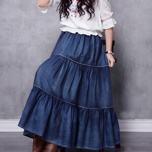 Summer Boho Denim Skirt, Blue Denim Vintage Cotton Skirt, Women's ...
