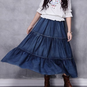 Summer Boho Denim Skirt Blue Denim Vintage Cotton Skirt - Etsy