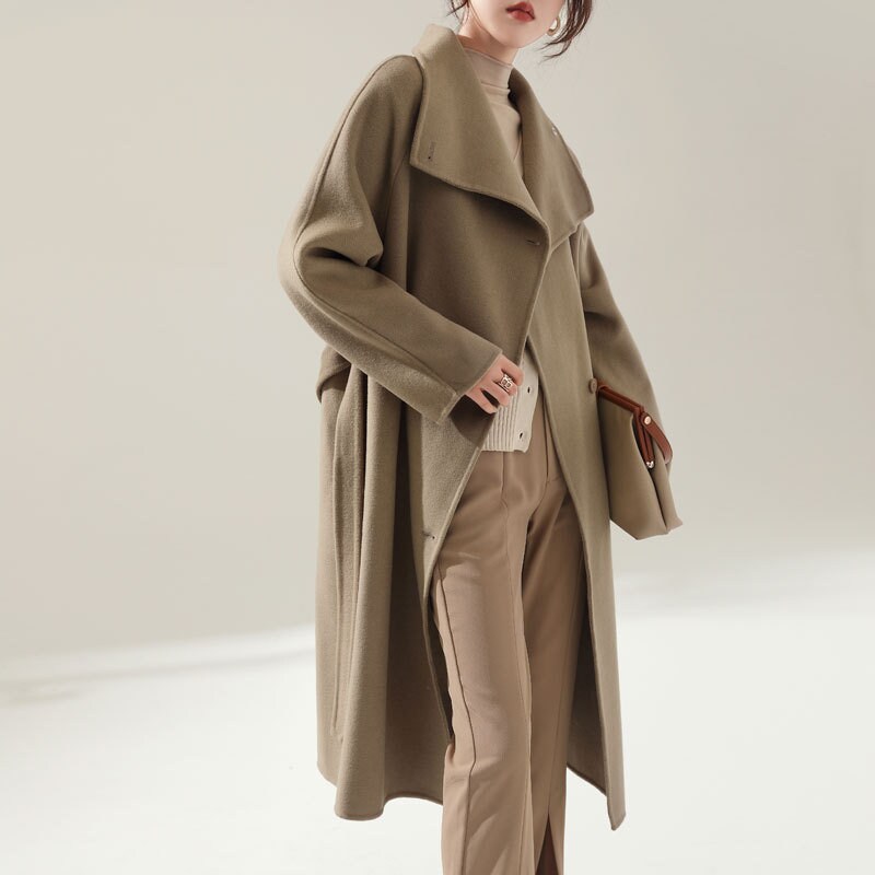Wool Coatreal Wool Standing Collar Coatslim Womens Wool Coat - Etsy