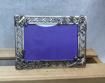 Vintage Pewter Like Picture Frame with Ballerina Accent
