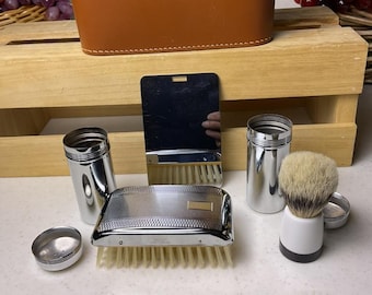 Vintage Men's Leather Case Travel Grooming Kit