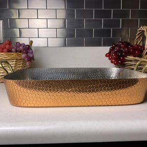 Vintage Hammered Copper and Brass Roasting Pan