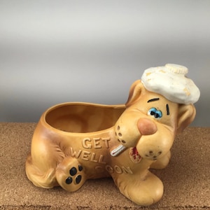 Vintage Get Well Planter &quot;Dog with Ice Bag on Head