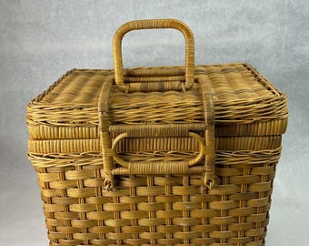 Vintage Wicker Picnic Basket with Outdoor Essentials Included