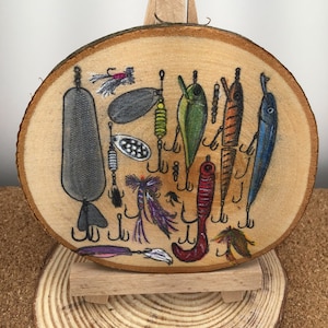 Fishing Gift &quot;Lures and Crankbait Theme  Pencil Art and Easel&quot;