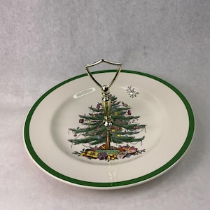 Vintage Spode Round Handled Christmas Serving Plate