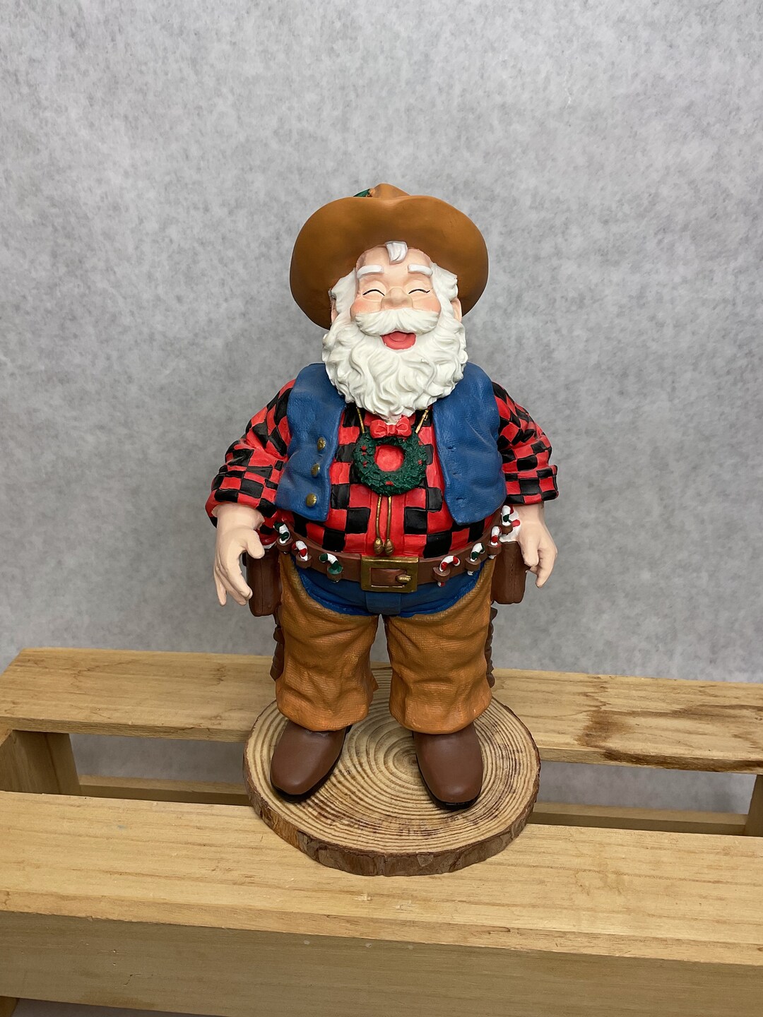 Vintage House of Lloyd 1995 Cowboy Santa Etsy
