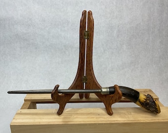 Vintage Steel Knife Sharpening Rod Stick with Antler Handle