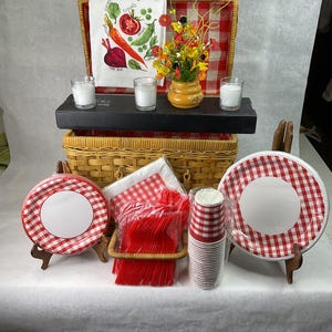 Vintage Wicker Picnic Basket with Outdoor Essentials Included