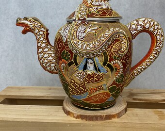 その他 KAME Aged 16 years OLD 500ml Japanese Kutani Moriage Brown Dragonware Immortals Tea Set