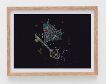 Impresión de acuarela de la Llave Voladora Mágica: Arte fantástico, regalo de mago