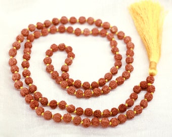 Rudraksha Om Rudraksh Japa Mala Rosary 108 +1 Bead Yoga Hindu PRAYER MEDITATION Raiki genuine 5 Mukhi Faces Indonesian Beads Energised