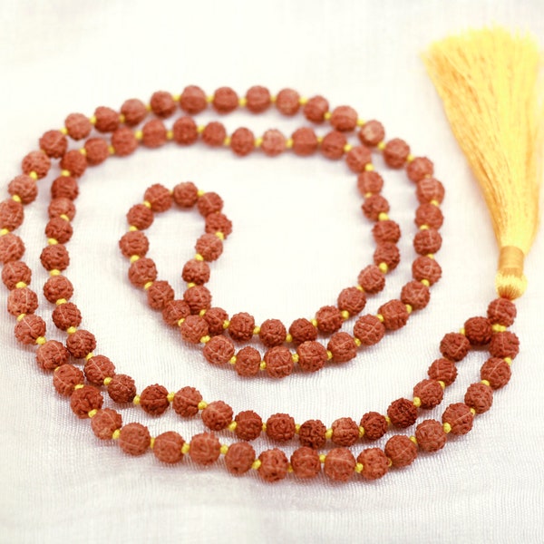 Rudraksha Om Rudraksh Japa Mala Rozenkrans 108 +1 Kraal Yoga Hindoe GEBED MEDITATIE Raiki echte 5 Mukhi Gezichten Indonesische Kralen Energized