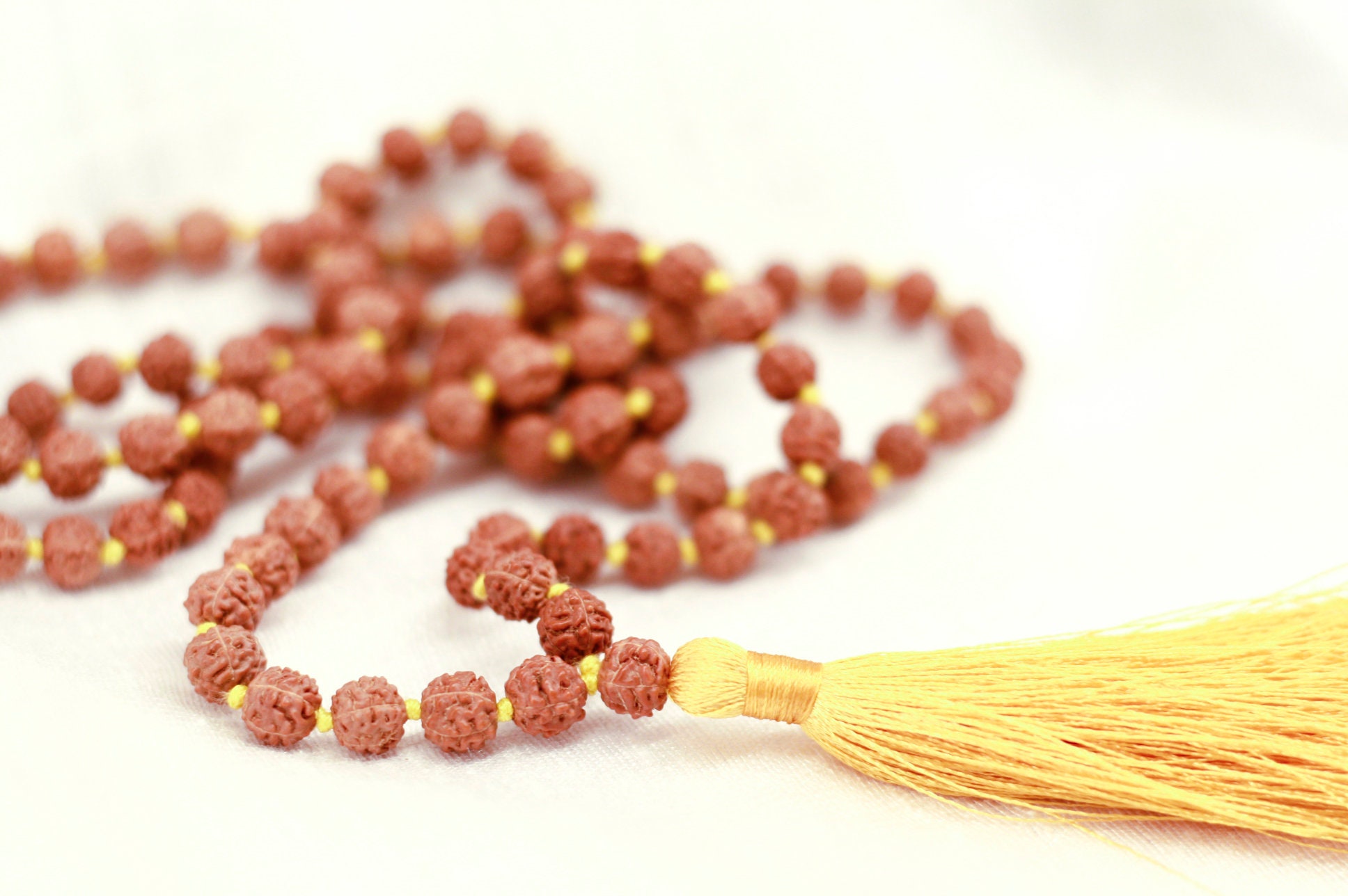 Rudraksha Japa Mala Prayer Beads – 108 + 1 Beads, 8mm, Traditional Knotted, For Meditation & Spiritual Practice