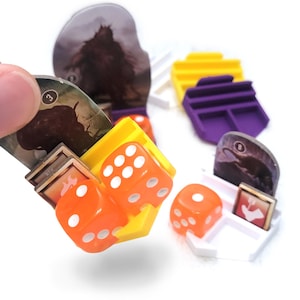 Soportes para cartas de Gloomhaven / Jaws of the Lion con contadores para 2 dados y estados - 26 piezas