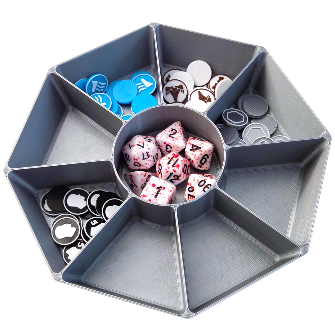 LARGE 9-Compartment Container for Tokens, Resources, Markers, Dice – 1 Piece
