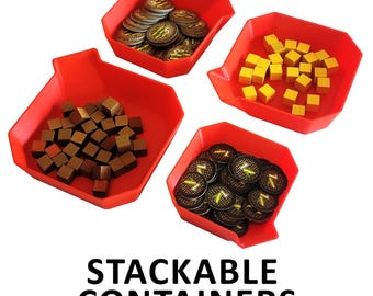 Stackable Containers for Tokens, Markers, Pieces, Elements