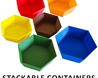 MIX Color Stackable Containers for Tokens, Markers, Game Pieces – 6 pcs / 1 set