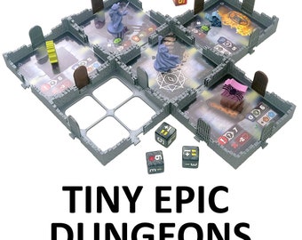 Tiny Epic Dungeons - 12 dungeons bases and 16 doors - 1 set