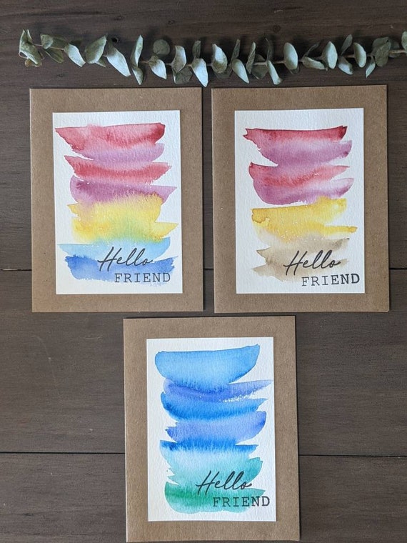 Abstract Watercolor Blank Card Set, Greeting Cards, Hand-painted, Set of 3,  Cards With Envelopes 