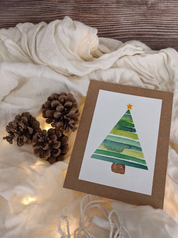 Pine Christmas Tree Greeting Card - The Painted Pen Artwork by Joanne Groff  of The Painted Pen