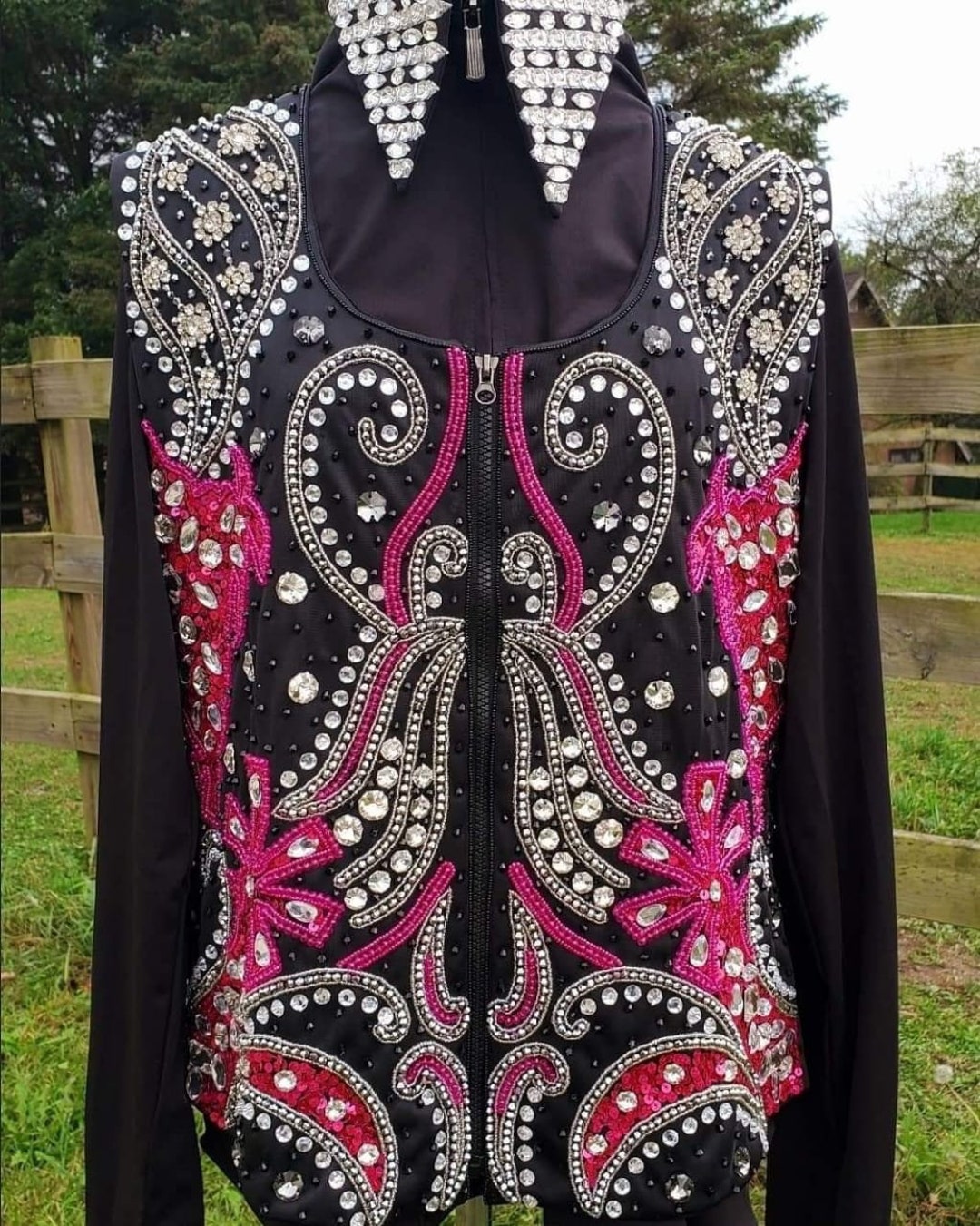 Pink Show Riding Jacket Pink , Silver With Black Base Western Pleasure Horse Show Shirt ...
