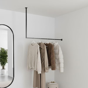 Metal Ceiling Clothe Rack, Hanger Rail, Entryway Furniture, Housewarming Gift