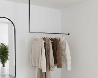 Eckkleiderstange in Silber-Verzinkt - Felicia Cold Light - Eckgarderobe